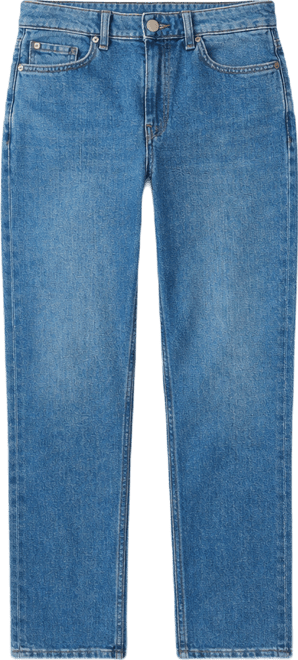 Women's Denim Mid Blue Classic Straight-Leg Jeans