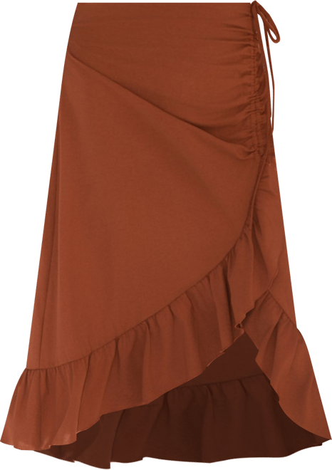 Women's Ruffled Tie-Detail Midi Skirt