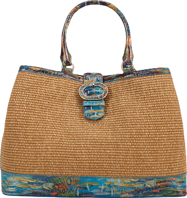 BRAHMIN Abloom Collection Denise Raffia Satchel Bag | Dillard's