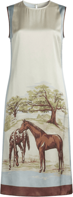Double D Ranch Horse Sense Silk Printed Crew Neck Sleeveless A