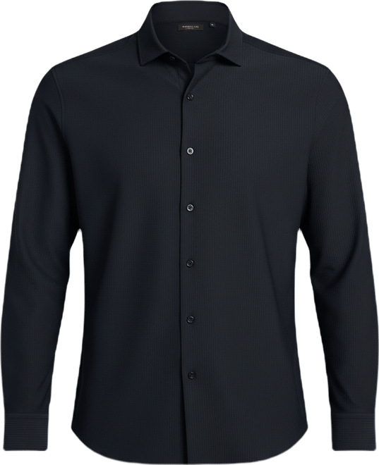 Awearness Kenneth Cole CHILLFLEX Seersucker 4-Way Stretch Button Up Shirt,  Black | Long Sleeve Button Up Shirts | Men's Wearhouse
