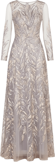 Women's High Neck, Long Sleeve Ball Gown