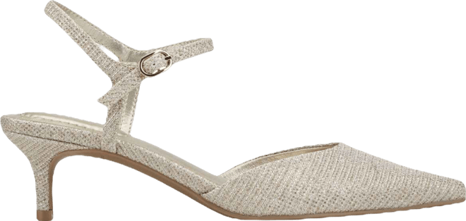 Women's Rose Ankle Strap Kitten Heel Pumps