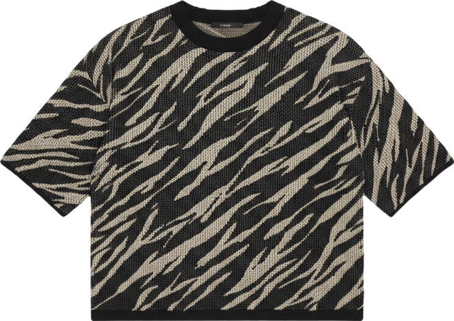 Women's Pointelle Jacquard Animal Print Pull-On Sweater