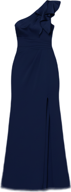 Petite Long Satin One Shoulder Ball Gown