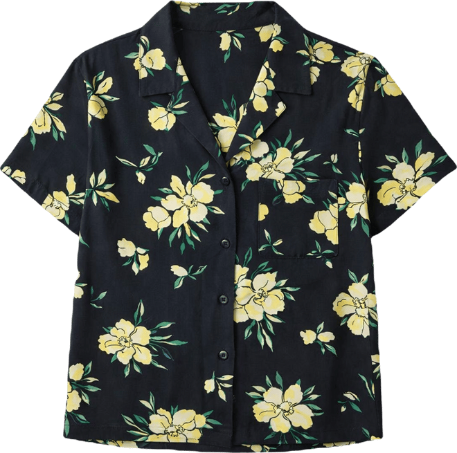 Women's Printed Short-Sleeve Camp Shirt