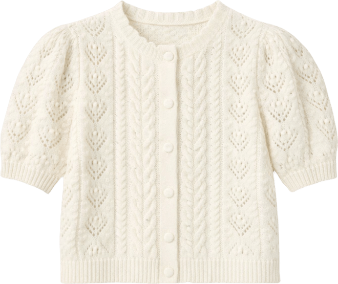 Women's Pauline Pointelle Short-Sleeve Cardigan