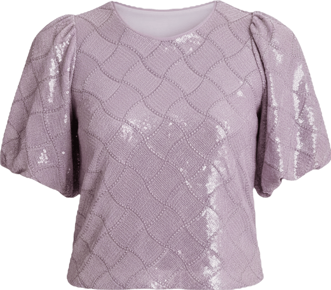 Women's Crew Neck Bubble Short-Sleeve Top