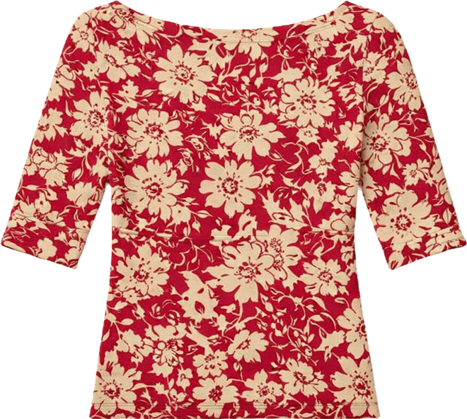 Women's Floral Printed Boat Neck Top