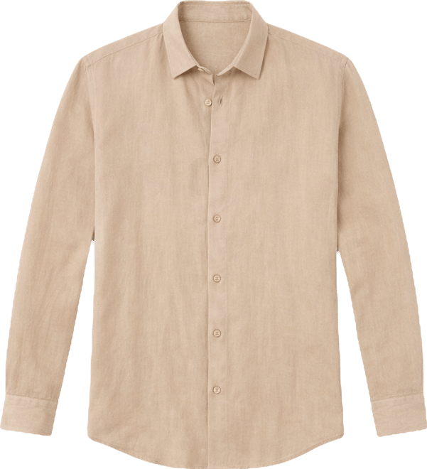 Men's Men Long-Sleeve Linen Shirt Semi-Fitted Silhouette