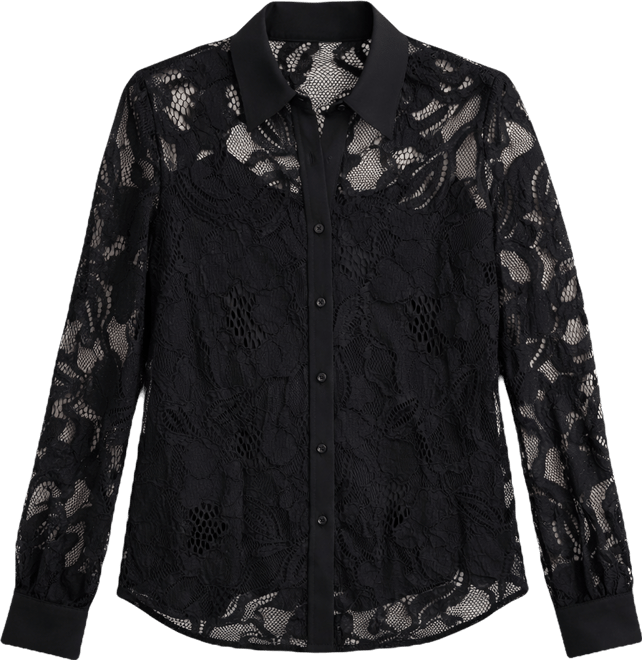 Women's Collared Lace Button-Front Shirt