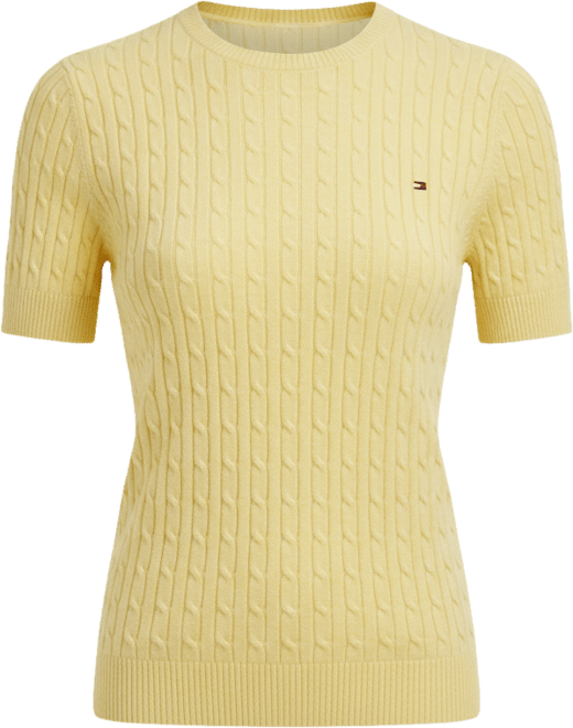 Women's Pointelle Ribbed Short-Sleeve Sweater