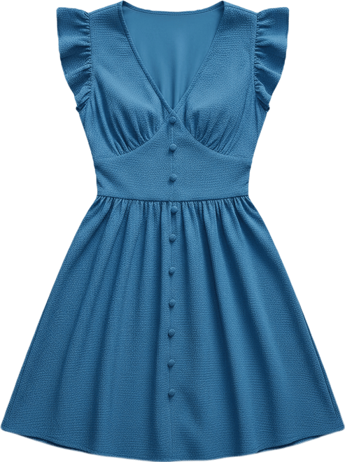 Women's Sky Charm Flutter Sleeve Mini Beach Dress