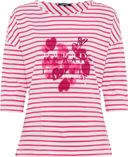 Women's Stripe & Hearts Print T-Shirt