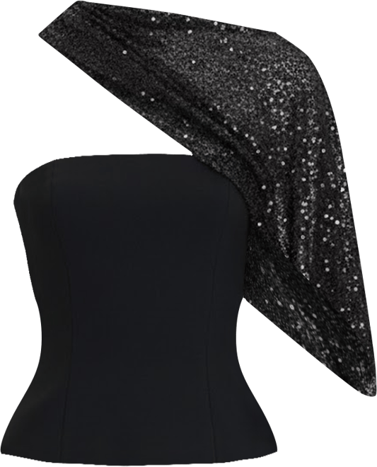 Women's Quinette Peplum Top with Beaded Asymmetrical Cape