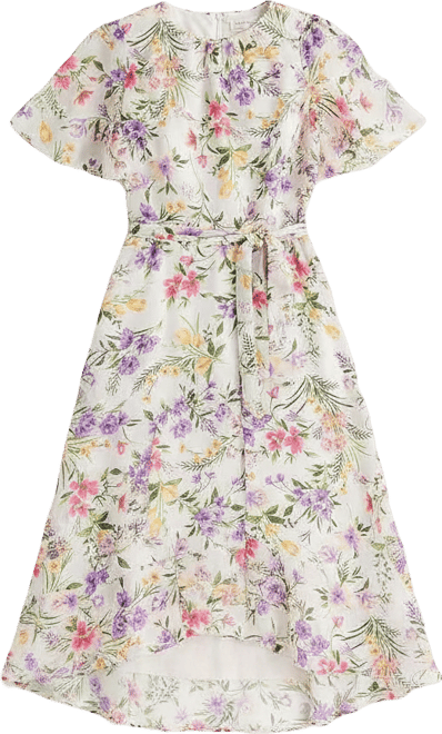 Jessica Howard Womens High-Low Crew Neck Short Sleeve Bell Fit + Flare Dress,  Color: Ivory Multi - JCPenney