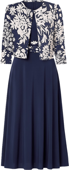 blue formal dresses for juniors Jessica Howard Plus Size Floral-Print 3/4-Sleeve Dress MSRP $119 – DGFOutlet main image 1