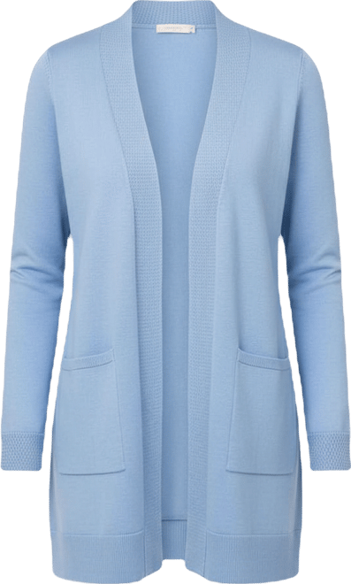 Women's Cable-Trim Open-Front Long Cardigan