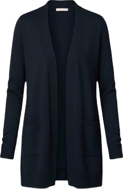 Women's Cable-Trim Open-Front Long Cardigan