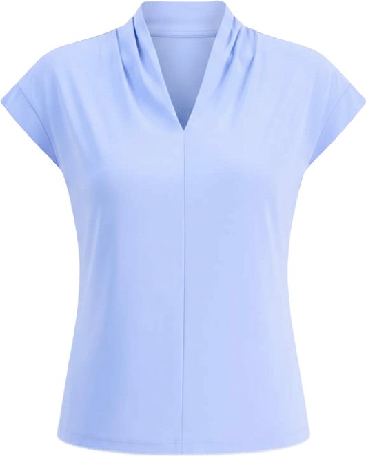 Women's Gathered-Neck Cap-Sleeve Top