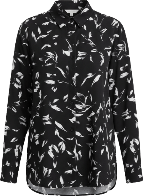 Women's Long-Sleeve Printed Button-Front Collared Shirt, Macy's Exclusive