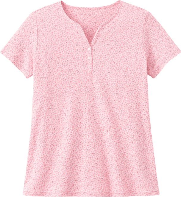 Women's Printed Short-Sleeve Henley Top, Macy's Exclusive