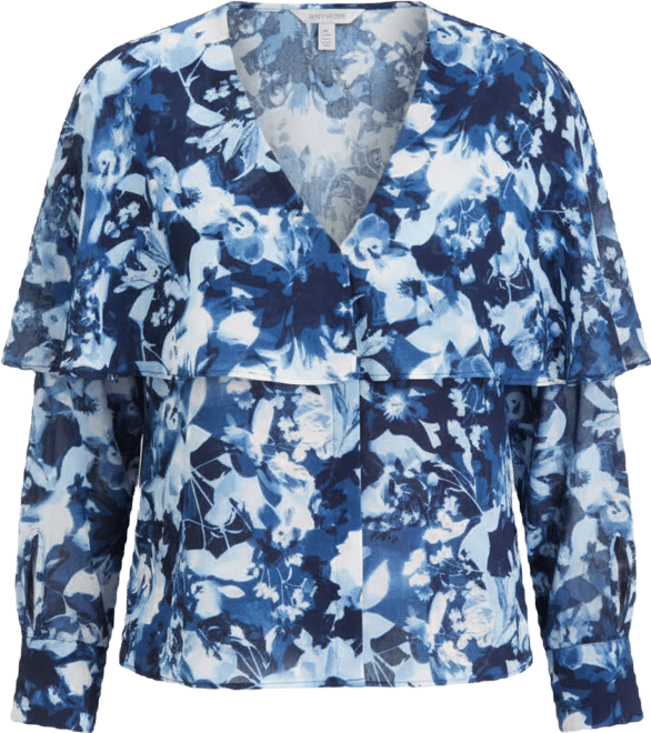 Women's Long-Sleeve Printed Capelet Blouse, Macy's Exclusive