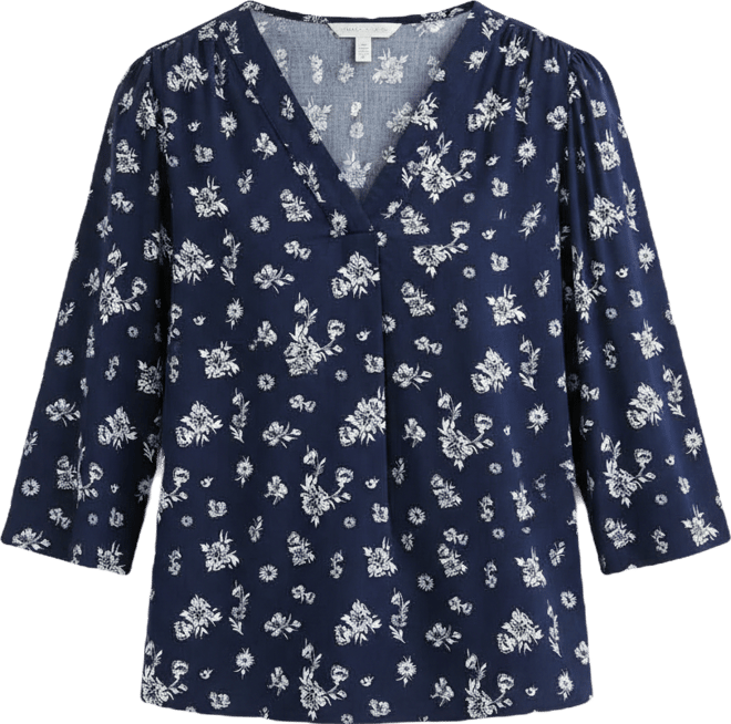 Women's Printed V-Neck 3/4-Sleeve Top, Macy's Exclusive