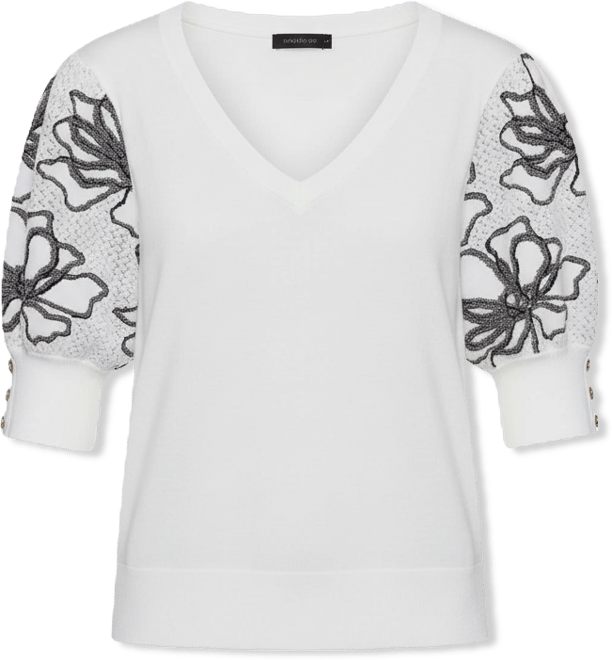 Women's Floral Short-Sleeve Sweater