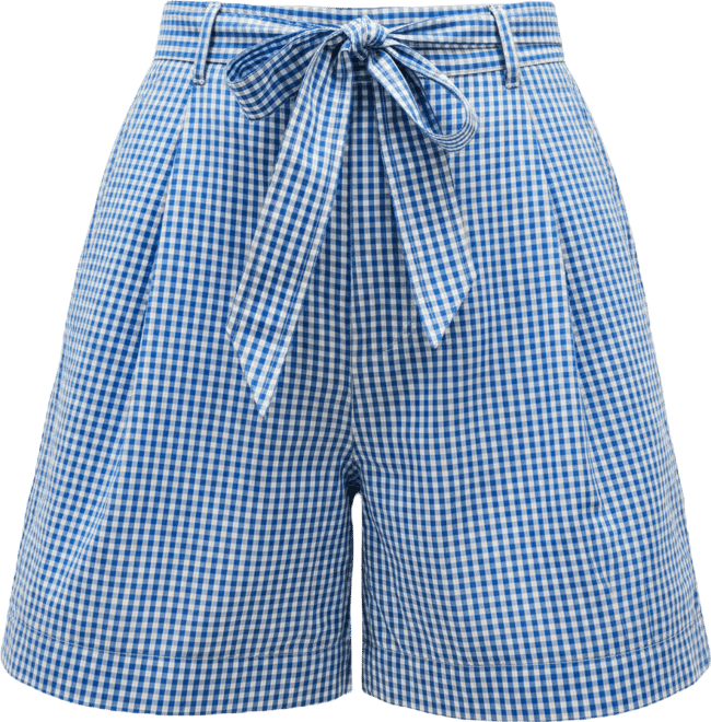 Women's Gingham Woven Belted Shorts