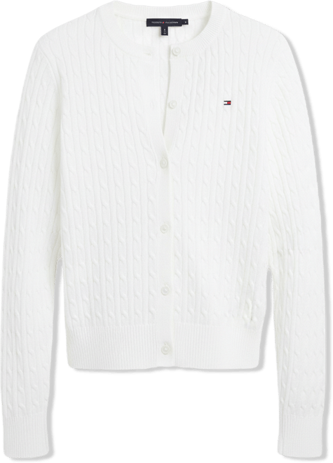 Women's Cable Knit Crewneck Cardigan Sweater