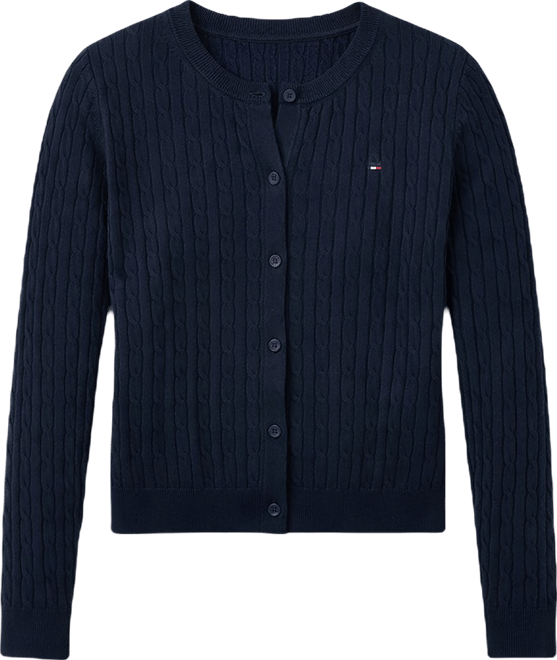 Women's Cable Knit Crewneck Cardigan Sweater