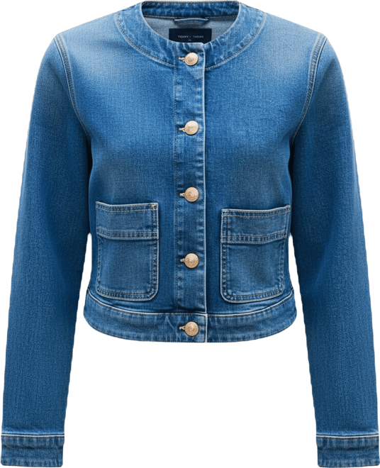 Women's Denim Mid Blue Pocket Lady Jacket