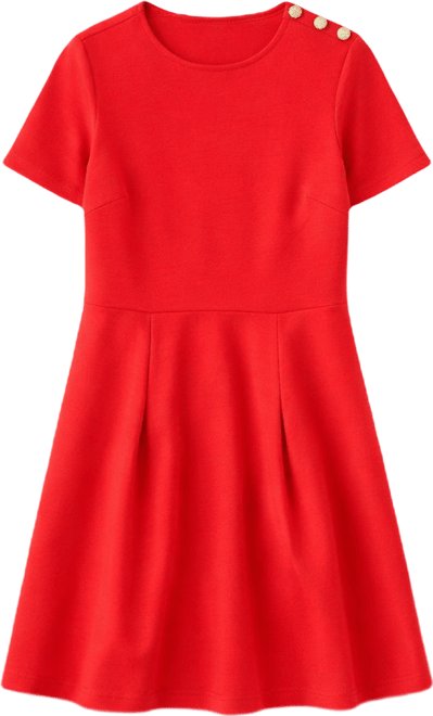 Women's Pleated Short-Sleeve Dress