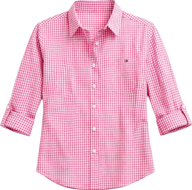 Women's Gingham Print Roll-Tab Shirt