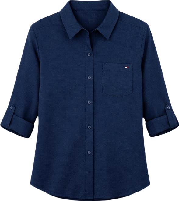 Women's Roll-Tab Sleeve Collared Shirt