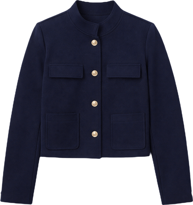 Women's Ponte Novelty Band Collar Jacket