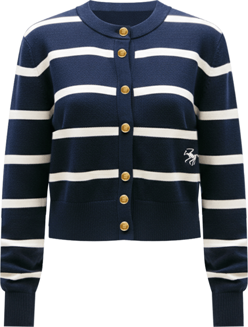 Women's Monogram Script Striped Cardigan