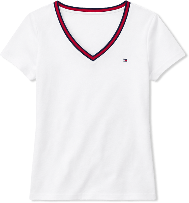 Women's Stripe Slim V-Neck Short-Sleeve T-Shirt