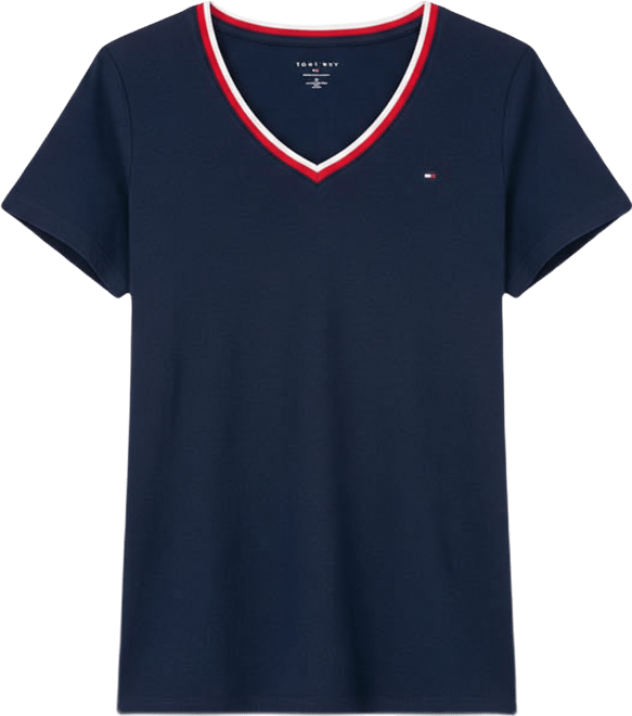 Women's Stripe Slim V-Neck Short-Sleeve T-Shirt