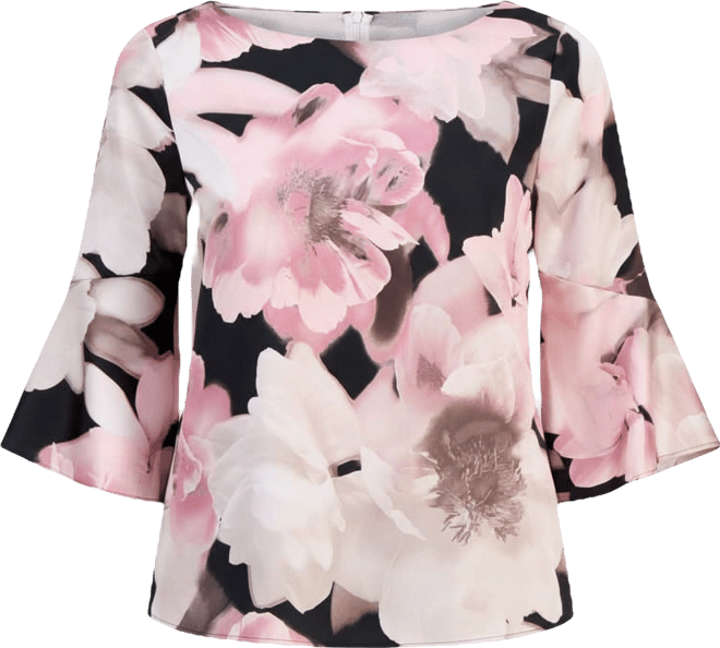 Women's Printed Flare-Cuff Sleeves Blouse
