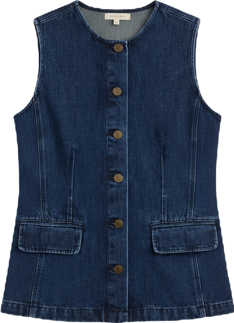 Women's Denim Crewneck Sleeveless Shirt