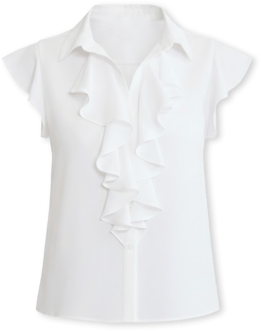 Women's Ruffle Detail Collared Top
