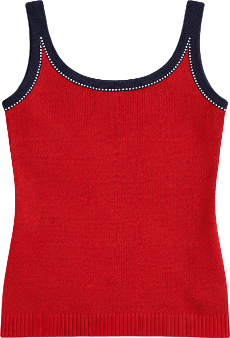 Women's Two-Tone Scoop Neck Sweater Tank Top