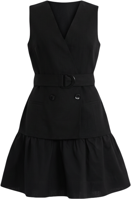 Women's V-Neck Belted Dress