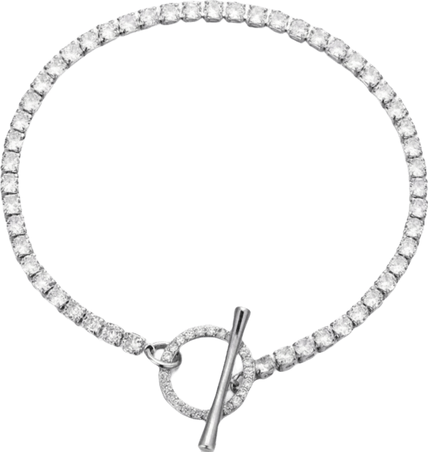 Silver Crystal Toggle Tennis Bracelet