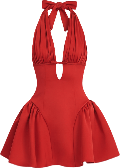 Women's Peyton Ruby Plunging Halter Keyhole Mini Dress