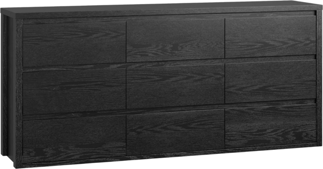 Wide 9 Drawer Wooden Dresser with Large Storage Drawers, Modern Chest Organizer for Bedroom or Living Room