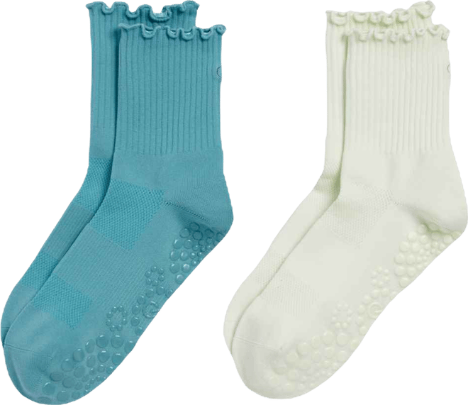 CALIA Women's Ruffle Gripper Crew Socks – 2 Pack