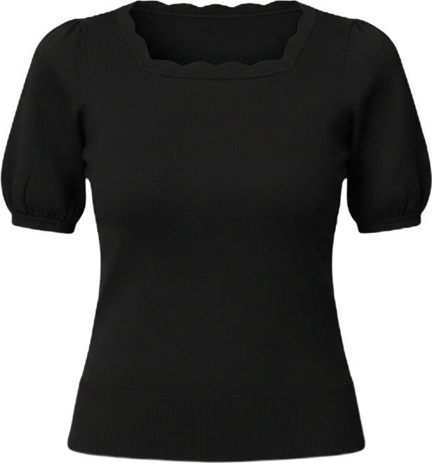 Women's Scalloped Short-Sleeve Sweater